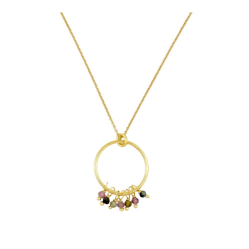 Necklace with Natural Turamlina Eider Stones in Sterling Silver and 18 kt Gold plating