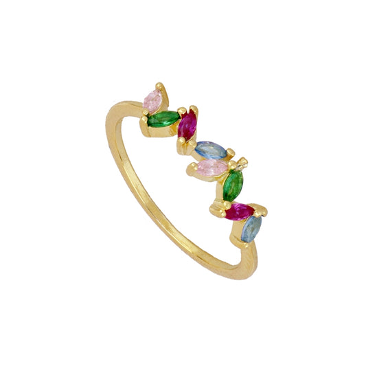 Paola Ring with Natural Colored Zircon Stones in 18 kt Gold Plated Sterling Silver.