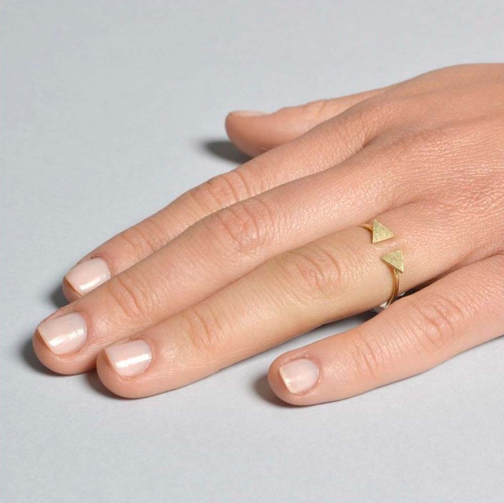 925 Silver Double Triangle Ring plated in 18 Kt Gold.