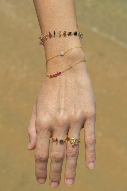 Ring mit weißen Zirkonia-Steinen aus Láurea 925 Silber mit 18-karätiger Vergoldung