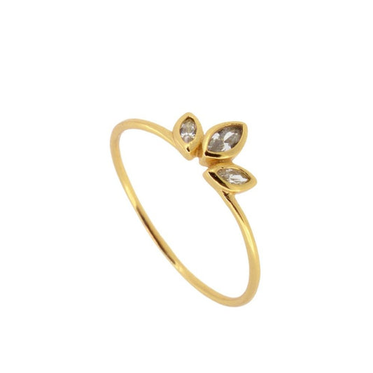 Ring with white Zirconia stones in Láurea 925 Silver with 18k Gold plating