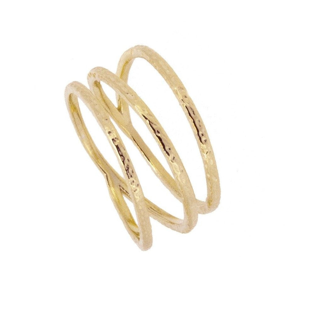 Triple Éclair 925 Sterling Silver Ring with 18 kt Gold Plated