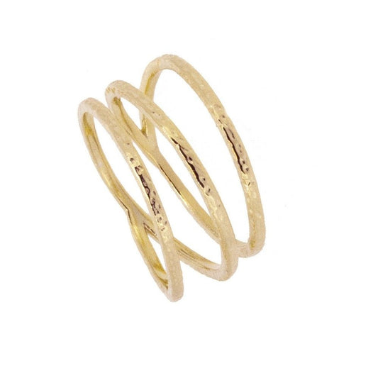 Triple Éclair 925 Sterling Silver Ring with 18 kt Gold Plated