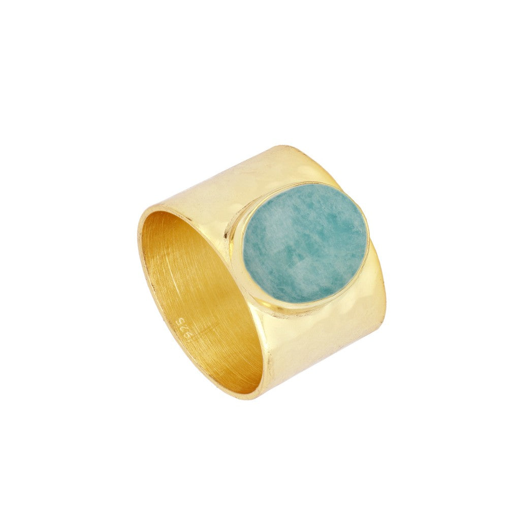 Bague avec pierres naturelles amazonite labradorite pierre de