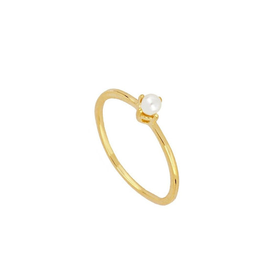 Ring with Natural Pearl Stones in 925 Silver and 18k Gold Plated
