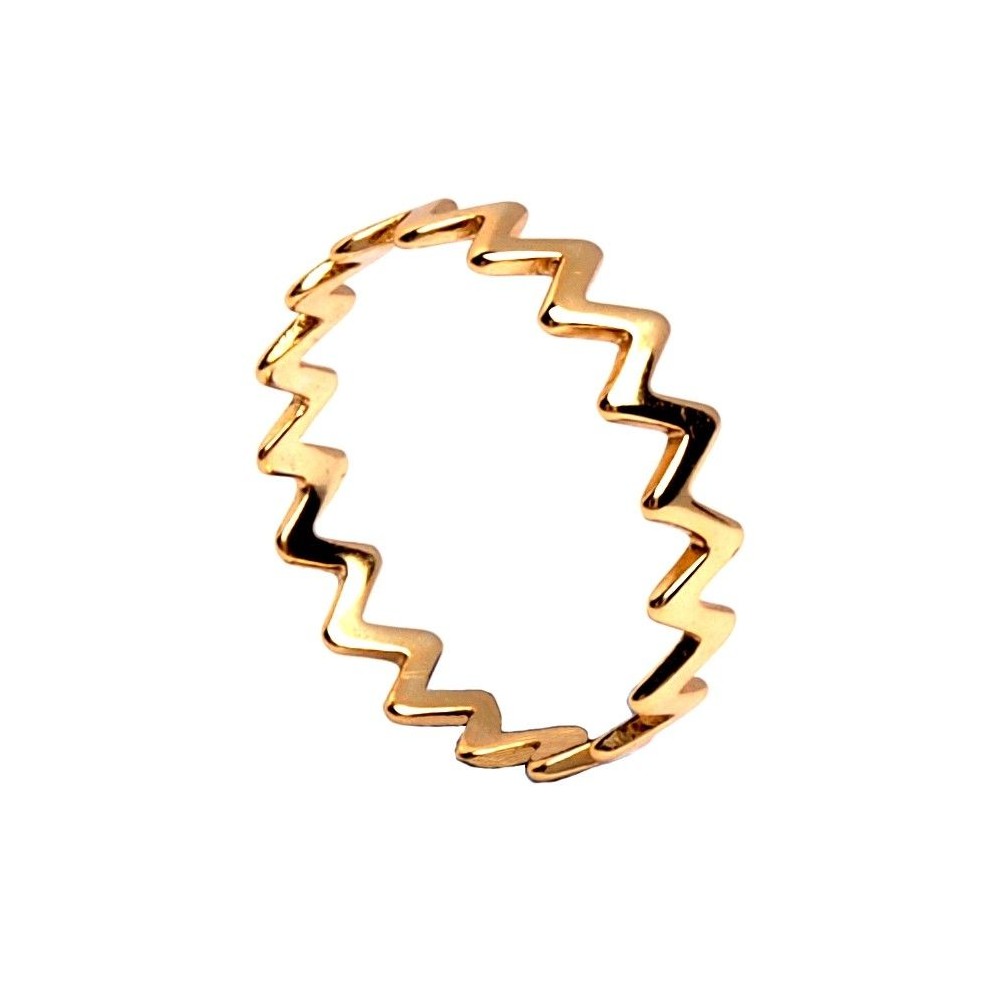 Zigzag Gold 925 Sterling Silver Ring with 18 kt Gold Plated