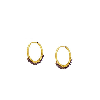 Boucles d'oreilles avec pierres naturelles nubiennes en argent sterling plaqué or 18 carats. 7 couleurs
