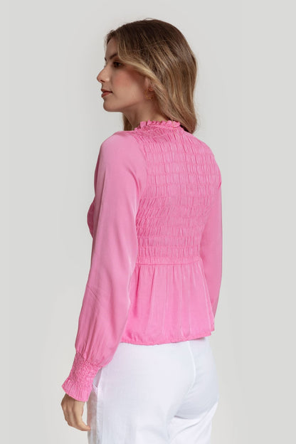Chicle Chemise froncée rose