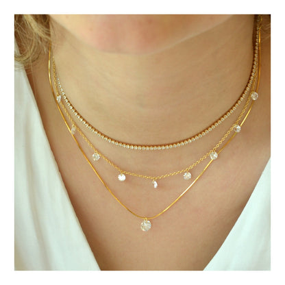 Choker necklace with Montreal Zircon Stones in Sterling Silver and 18 kt Gold plating