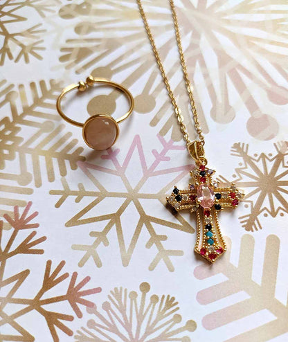 Necklace with Stainless Steel cross and Zenit zircon stones