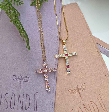 Pink Divine Stainless Steel Cross Necklace