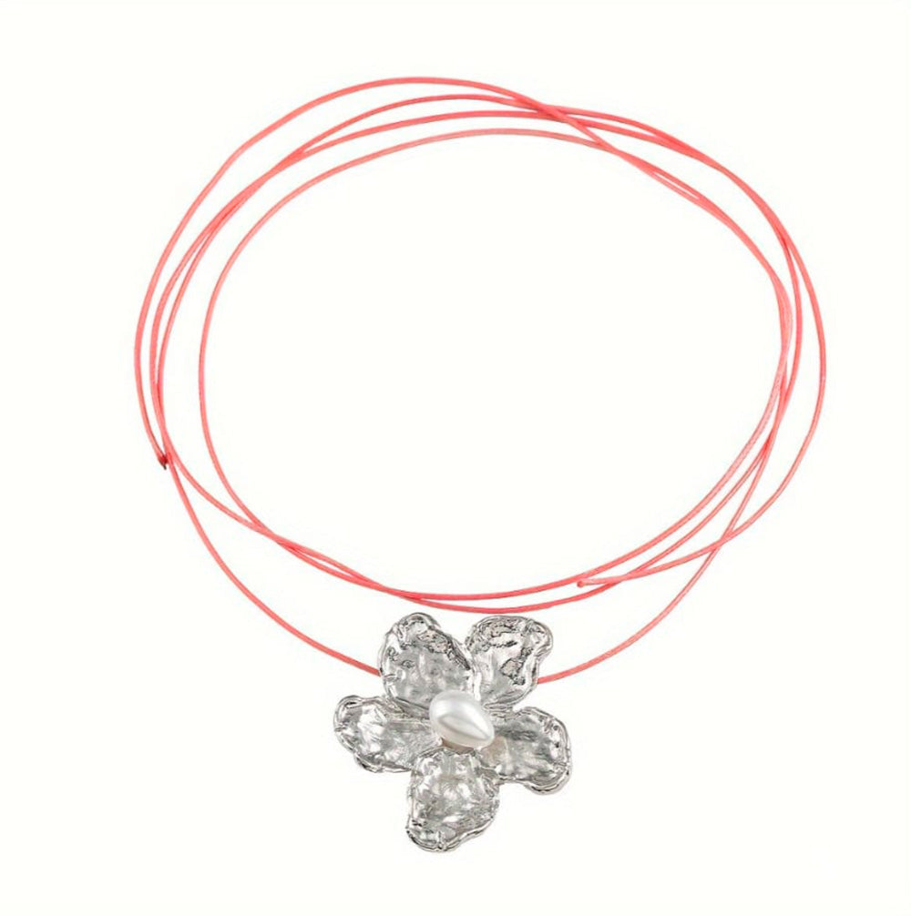 Silver Flower Stainless Steel Necklace