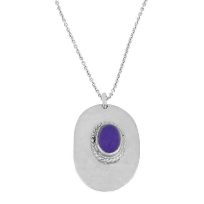 Collar con piedras Naturales Daila Cuarzo violeta en Plata de Ley 925 con Baño Oro 18 kt.