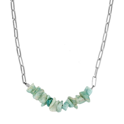Necklace with Aqua Ilse Amazonite Natural Stones in 18 kt Gold-plated Sterling Silver