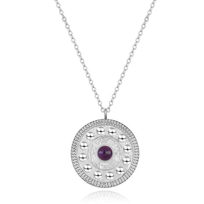 Kuarahy Amethyst Natural Stone Necklace in Sterling Silver and 18 kt Gold plating