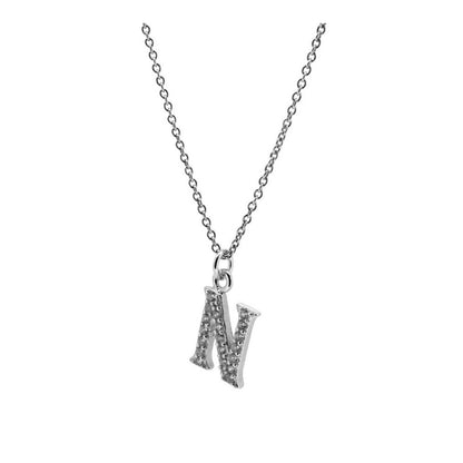 Letter Necklace with Zircon Stones in Sterling Silver