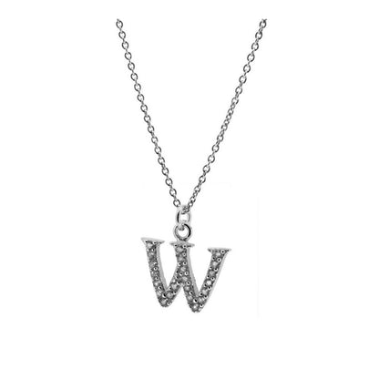Letter Necklace with Zircon Stones in Sterling Silver