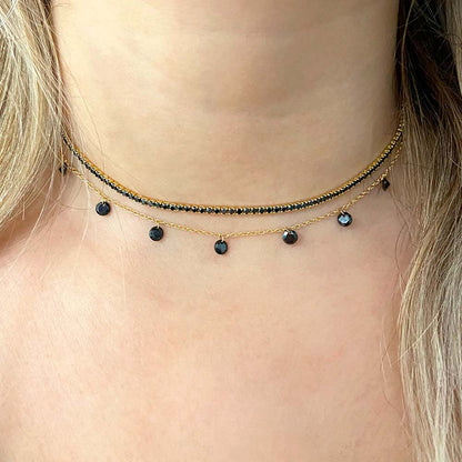 Choker necklace with Montreal Zircon Stones in Sterling Silver and 18 kt Gold plating