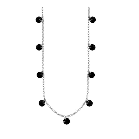 Choker Necklace with Black Stardust Zirconia Stones in Sterling Silver