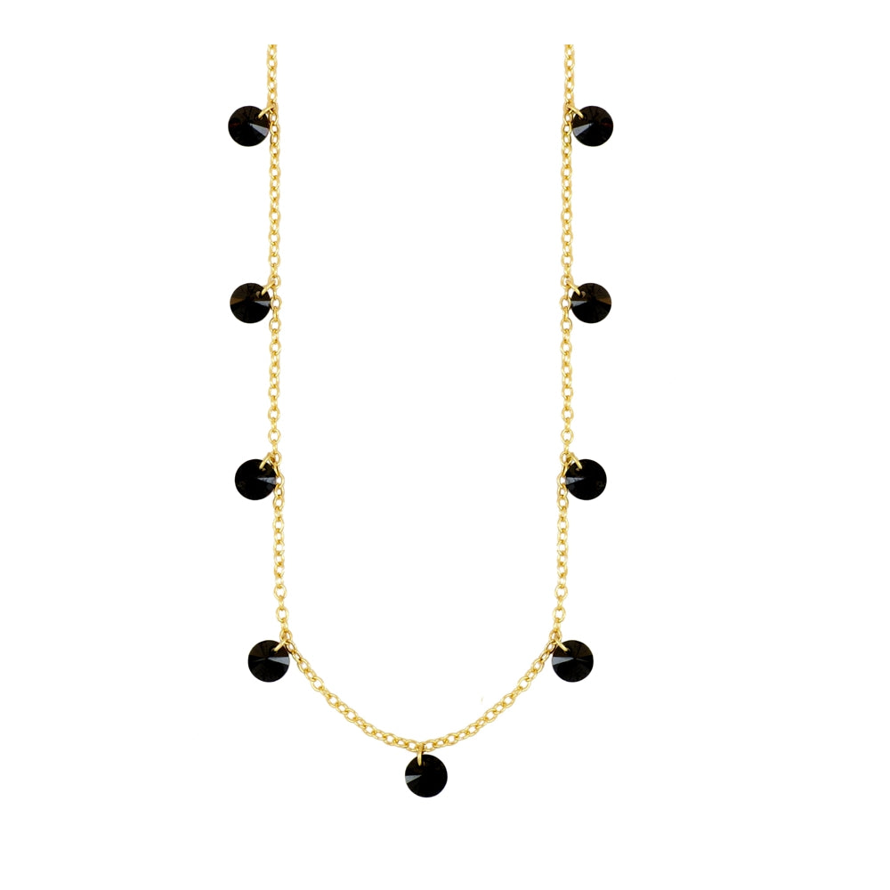 Choker necklace with Black Stardust Black Zircon Stones in Sterling Silver and 18 kt Gold plating