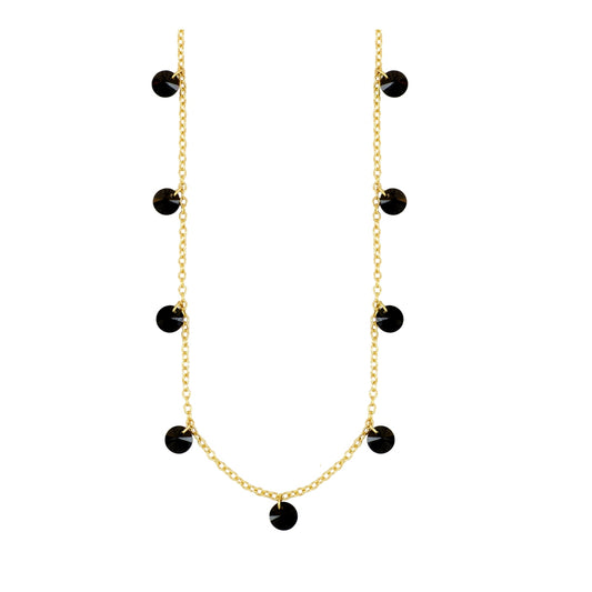 Halskette mit schwarzen Sternenstaub-Zirkonsteinen aus Sterlingsilber und 18-karätiger Vergoldung