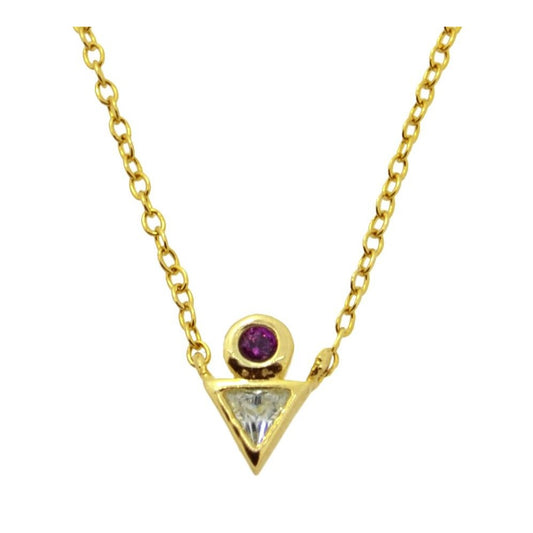 Necklace with Natural Stones Fuchsia and White Zirconia Croatia in 925 Silver and 18k Gold Plated