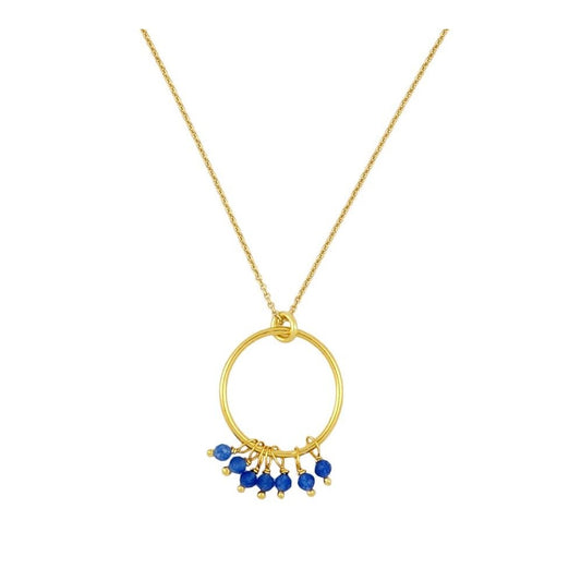 Necklace with Natural Stones Eider Blue Jade in Sterling Silver and 18 kt Gold plating