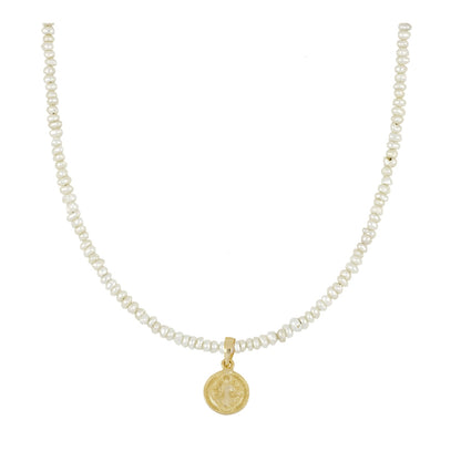 Necklace with Natural Stones San Benito Pearls in Sterling Silver and 18 kt Gold plating