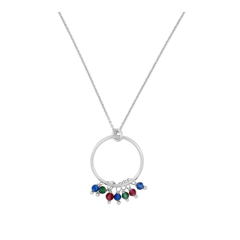 Necklace with Natural Stones Eider 925 Silver Multicolored Jades in 925 Silver with 18 kt Gold Plated