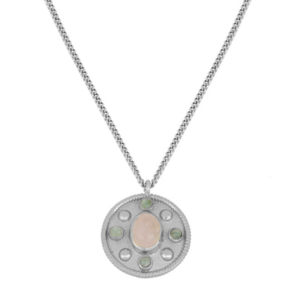 Necklace with Natural Stones Chalcedony and Amazonite Ubud in Sterling Silver with 18 kt Gold Plated