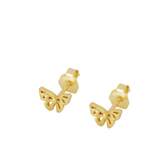 Boucles d'oreilles mini papillon en argent 925 baignées d'or 18 carats.