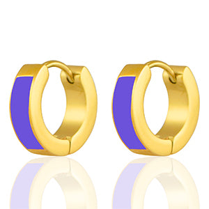 Lavender Gold Stainless Steel Hoop Earrings