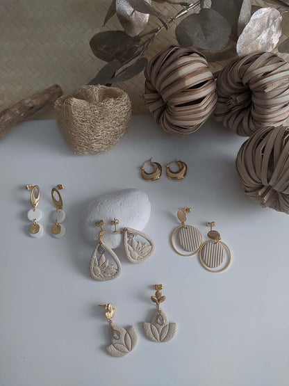 Lavinia White Polymer Clay Handmade Earrings
