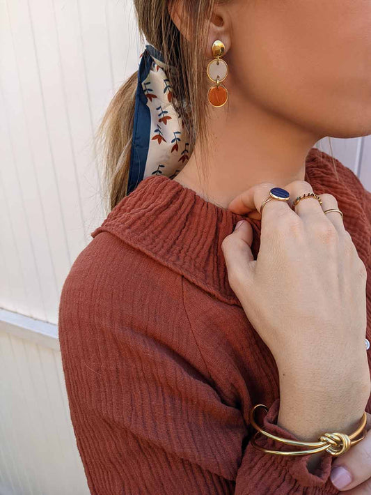 Handgefertigte Terrakotta-Beige-Polymer-Ton-Ohrringe Niah