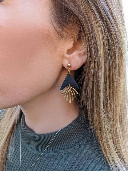 Handgefertigte Thais-Ohrringe aus schwarzem Polymer-Ton