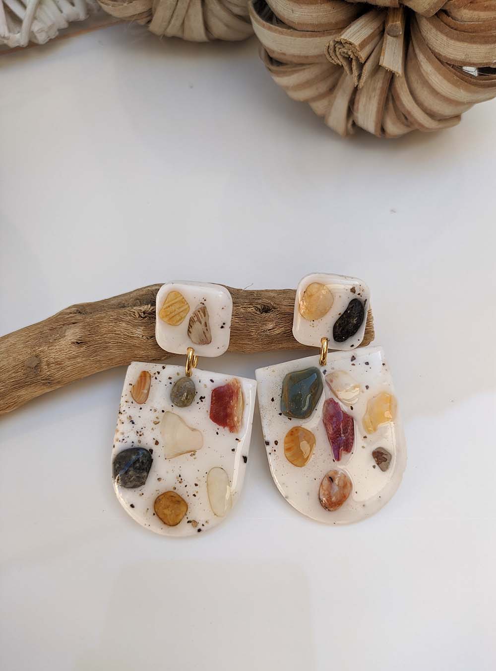 Handmade Polymer Clay Sancti Petri Shell Earrings