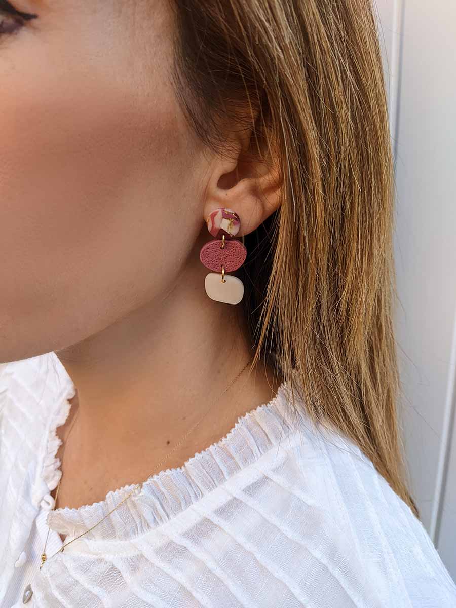 Sylvara Pink Magenta Polymer Clay Handmade Earrings