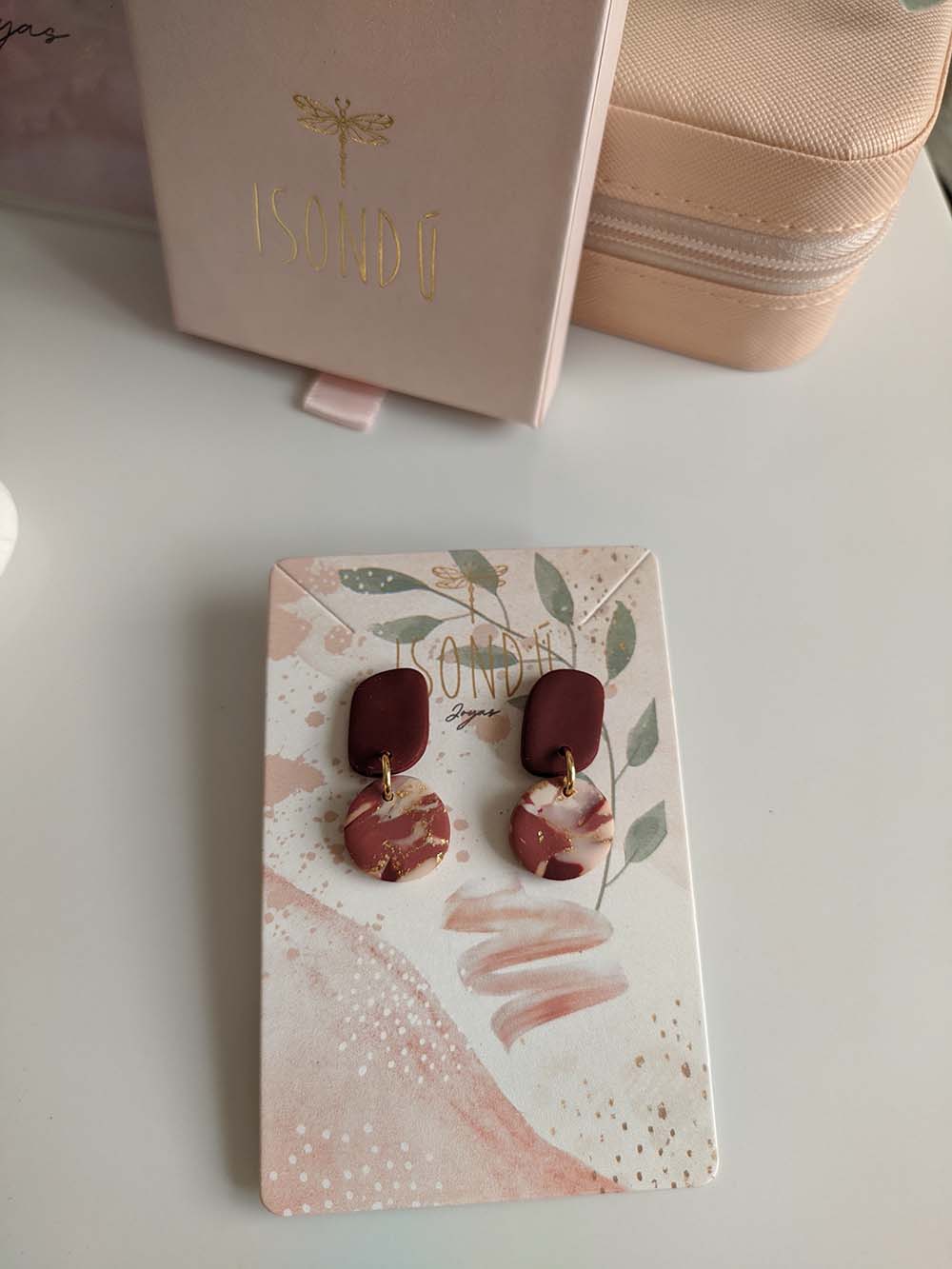 Valeris Pink Marbled Polymer Clay Handmade Earrings