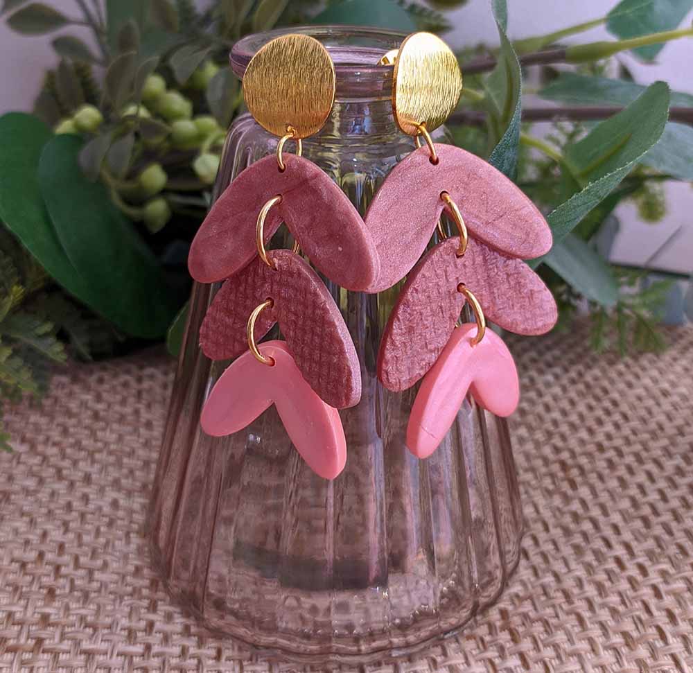 Handmade Rose Gold Polymer Clay Earrings