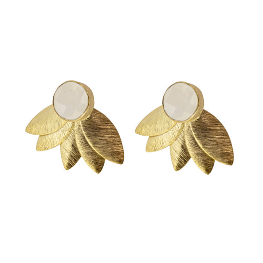 Earrings with Natural Stones Cannes Moonstone in 925 Silver with 18 kt Gold plating