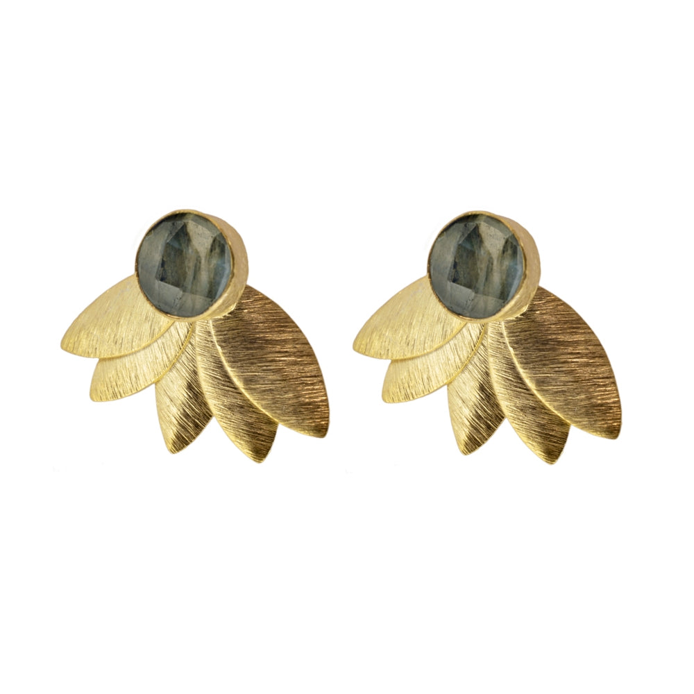 Ohrringe mit Natursteinen Labradorit Cannes aus 925er Silber mit 18-karätiger Vergoldung