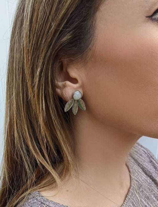 Ohrringe mit Natursteinen Cannes-Mondstein aus rhodiniertem Sterlingsilber