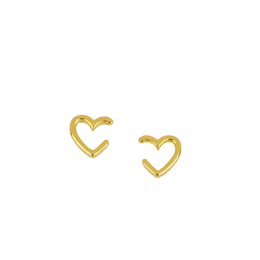 Brincos EarCuff em Prata 925 com coração e banho de Ouro 18 Kt. Nia