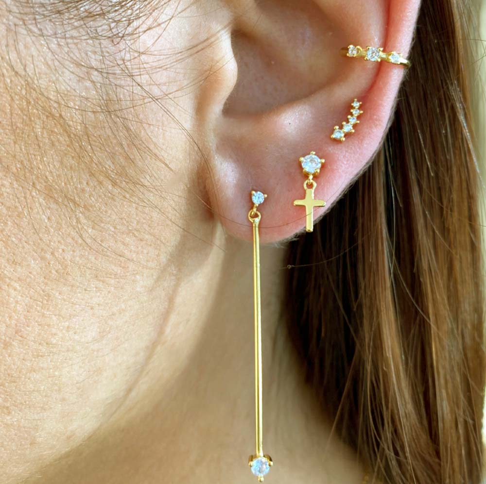 EarCuff Earrings in 925 Sterling Silver with zircons and 18 Kt Gold plating. Isabella