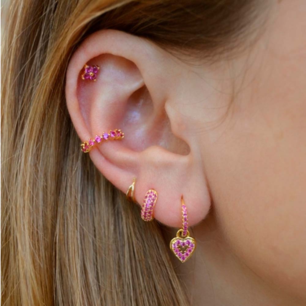EarCuff Earrings in 925 Sterling Silver with zircons and 18 Kt Gold plating. Clarissa 4 colors