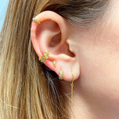 Boucles d'oreilles EarCuff en Argent Sterling 925 avec zircons et plaqué Or 18 Kt. Aïcha