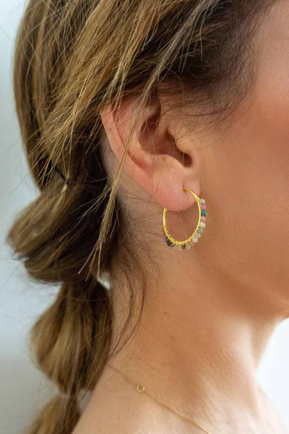 Earrings with Natural Nubian Stones in Sterling Silver with 18 kt Gold Plated. 7 colors