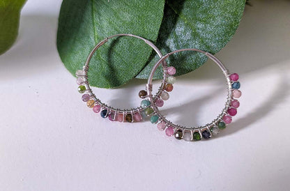 Earrings with Natural Stones Nubia Tourmaline in Silver 925 Rhodium Plated 8 colors