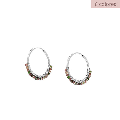 Earrings with Natural Stones Nubia Tourmaline in Silver 925 Rhodium Plated 8 colors