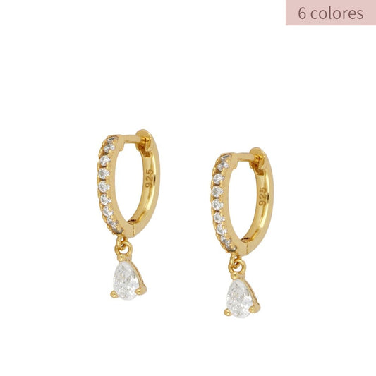 Boucles d'oreilles avec pierres de zircon Delhi en argent 925 plaqué or 18 carats 6 couleurs